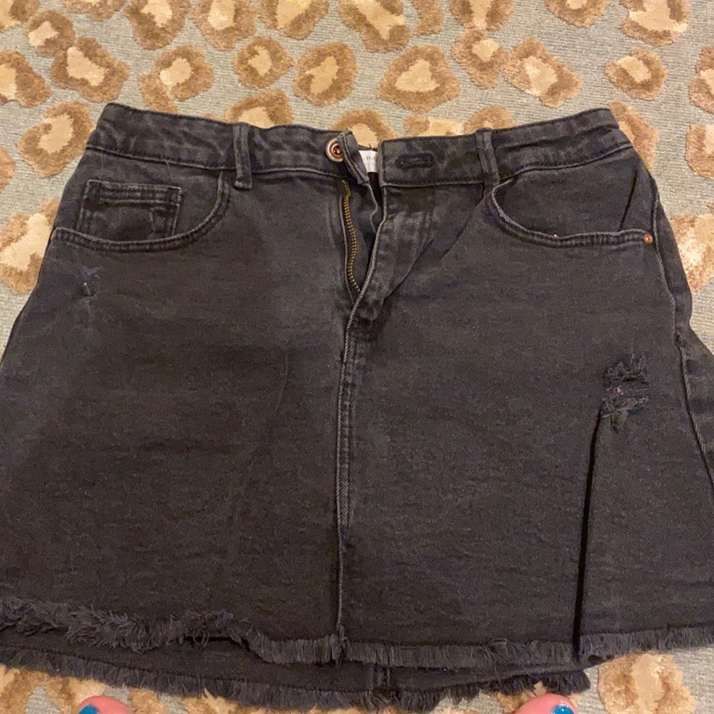 zara girls black jean skirt!